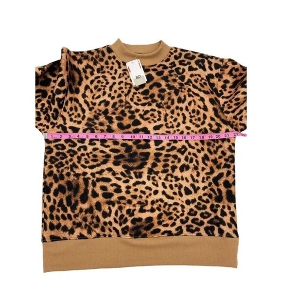 Bp Mock Neck Leopard Print Sweatshirt NWT. small - Picture 4 of 9